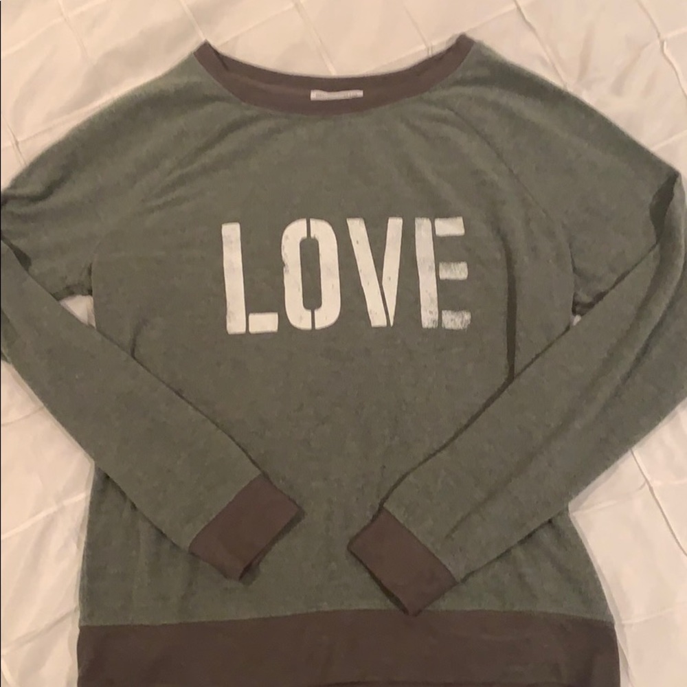 Olive green LOVE sweatshirt, medium